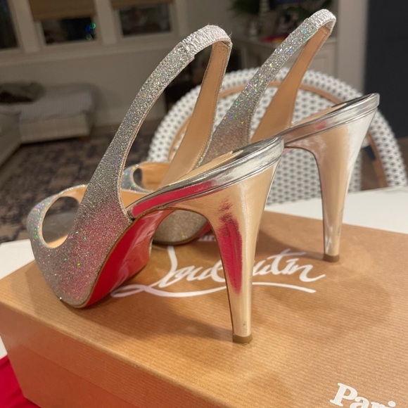 Christian Louboutin N Prive 100 Glitter Specchio Heels Perfect for Wedding - Picture 10 of 12